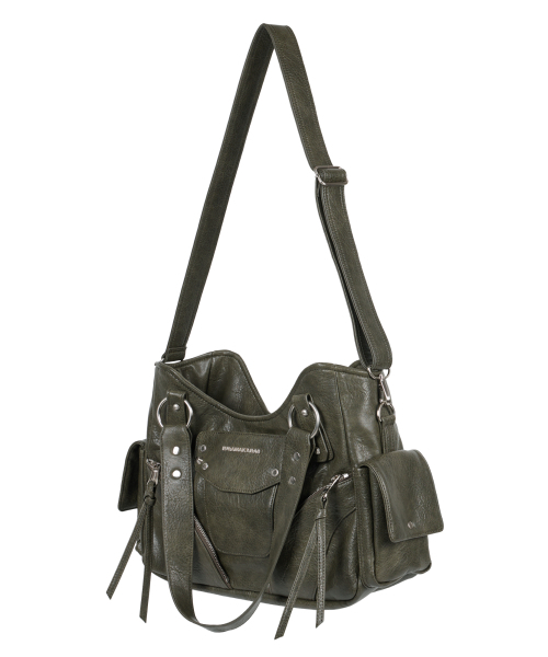 IUGAMAKARAS（イウガマカラス）の「Studded Leather Shoulder Bag (Khaki)（ショルダーバッグ・レディース・その他・FREE）」の12枚目の写真