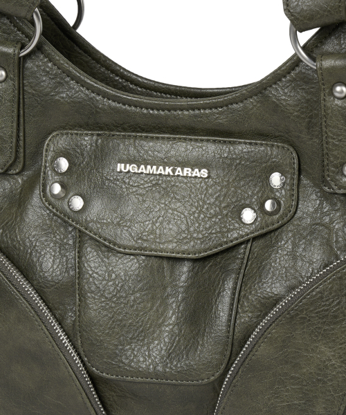 IUGAMAKARAS（イウガマカラス）の「Studded Leather Shoulder Bag (Khaki)（ショルダーバッグ・レディース・その他・FREE）」の14枚目の写真