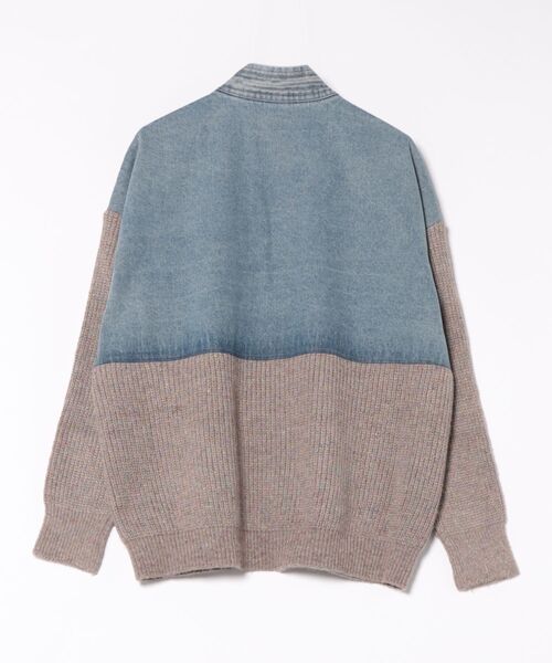 SpRay（スプレイ）の「デニム切替ニットカーディガン（カーディガン/ボレロ・レディース・モカ/オフホワイト/チャコールグレー・FREE）」の4枚目の写真