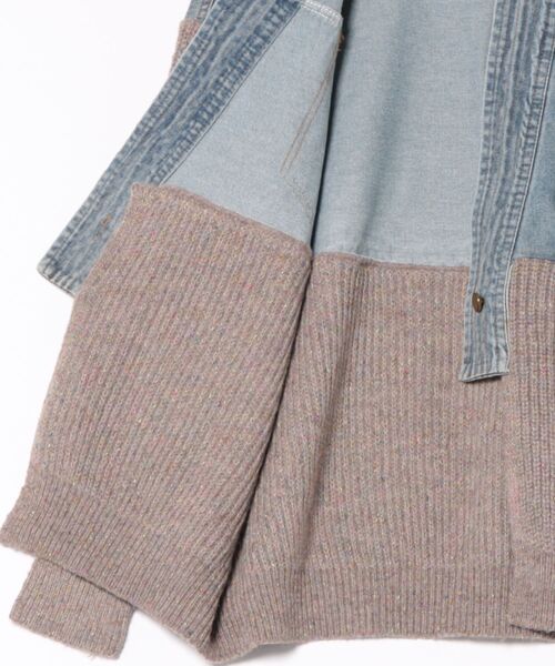 SpRay（スプレイ）の「デニム切替ニットカーディガン（カーディガン/ボレロ・レディース・モカ/オフホワイト/チャコールグレー・FREE）」の5枚目の写真