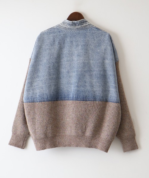 SpRay（スプレイ）の「デニム切替ニットカーディガン（カーディガン/ボレロ・レディース・モカ/オフホワイト/チャコールグレー・FREE）」の10枚目の写真