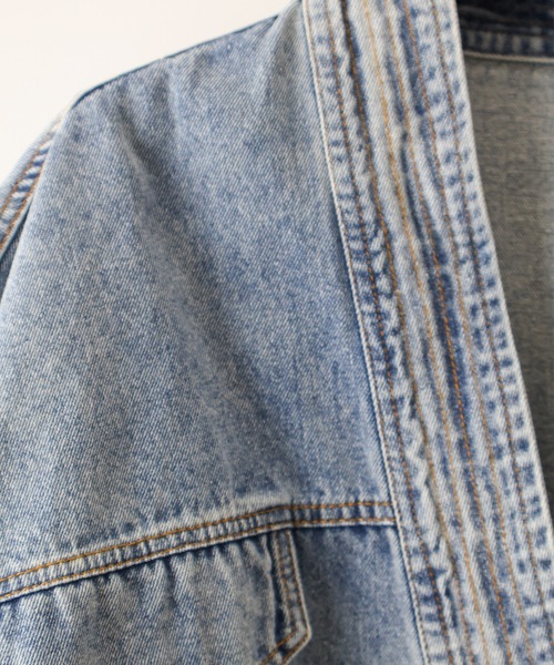 SpRay（スプレイ）の「デニム切替ニットカーディガン（カーディガン/ボレロ・レディース・モカ/オフホワイト/チャコールグレー・FREE）」の11枚目の写真