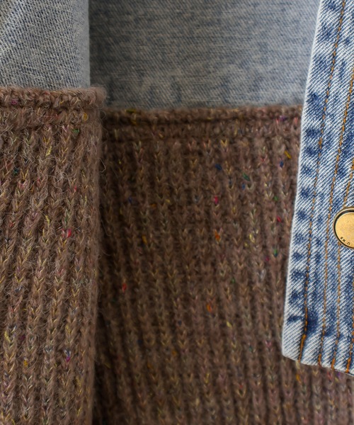 SpRay（スプレイ）の「デニム切替ニットカーディガン（カーディガン/ボレロ・レディース・モカ/オフホワイト/チャコールグレー・FREE）」の12枚目の写真