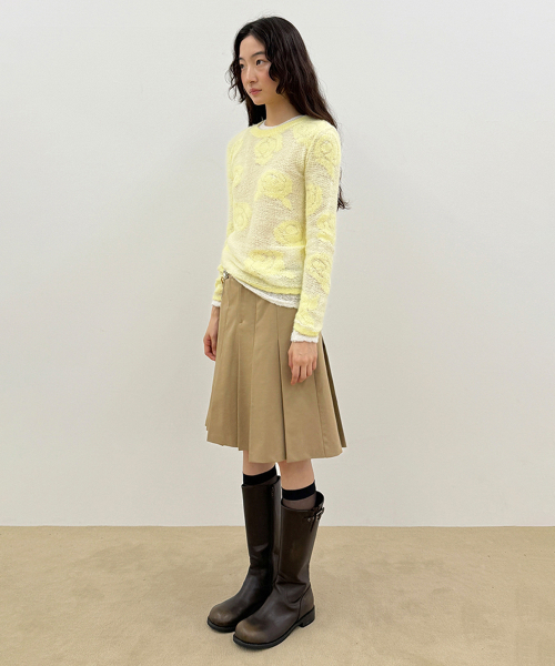 SINOON(シヌーン)の「Sinoon Pleated Midi Skirt (Beige)(スカート・レディース・ベージュ・SMALL)」の3枚目の写真
