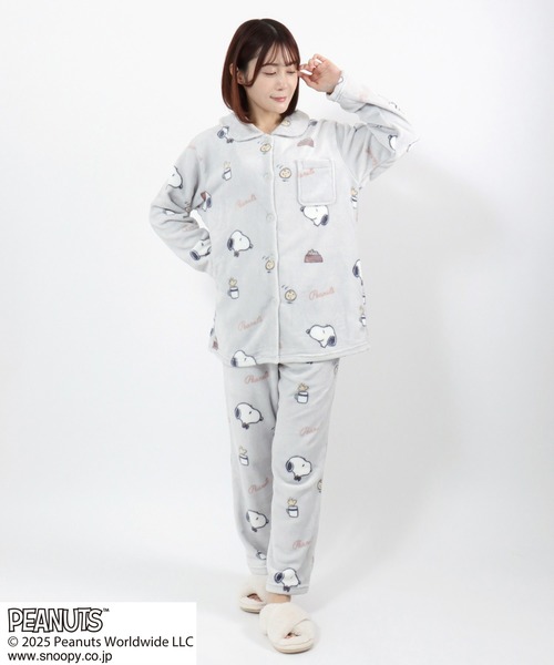 アポロンさま専用　スヌーピー フリース ルームウェア PEANUTS/ピーナッツ】SNOOPY/スヌーピーケーブル編みフリースロング