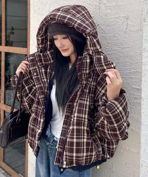 セール】チェック柄ダウンジャケット（ダウンジャケット/コート