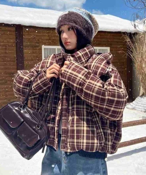 セール】チェック柄ダウンジャケット（ダウンジャケット/コート