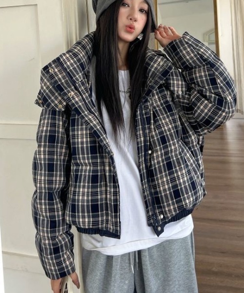 セール】チェック柄ダウンジャケット（ダウンジャケット/コート