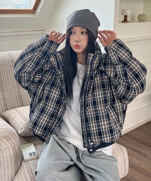 セール】チェック柄ダウンジャケット（ダウンジャケット/コート