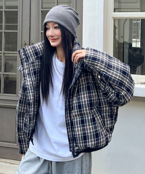 セール】チェック柄ダウンジャケット（ダウンジャケット/コート