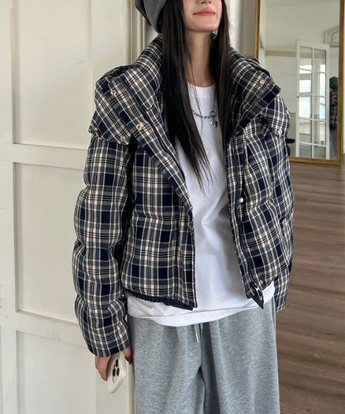 セール】チェック柄ダウンジャケット（ダウンジャケット/コート