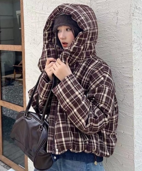 セール】チェック柄ダウンジャケット（ダウンジャケット/コート