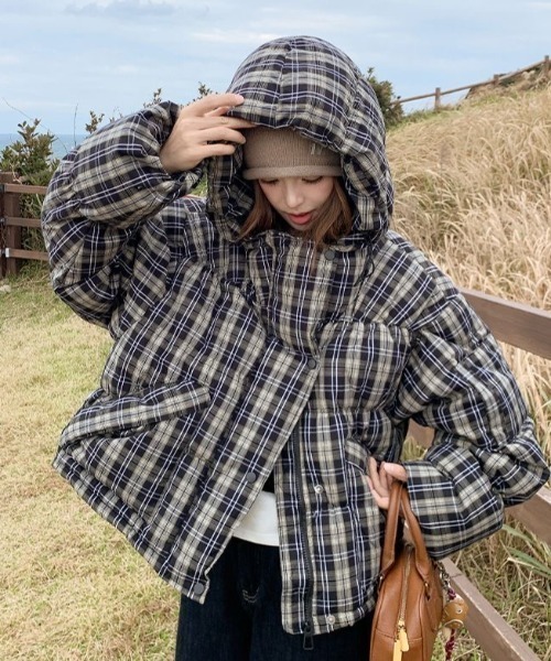 セール】チェック柄ダウンジャケット（ダウンジャケット/コート