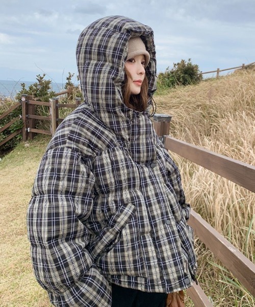 セール】チェック柄ダウンジャケット（ダウンジャケット/コート