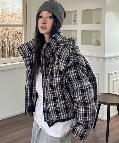 セール】チェック柄ダウンジャケット（ダウンジャケット/コート