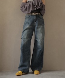 サイドタックデニムワイドパンツ