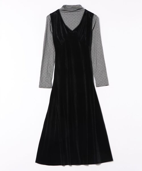 Lace Ladies(レースレディース)の「【2点セット】ドット トップス × Vネック マキシ ワンピース(ワンピース・レディース・グレー・L)」の15枚目の写真