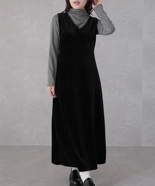 Lace Ladies(レースレディース)の「【2点セット】ドット トップス × Vネック マキシ ワンピース(ワンピース・レディース・グレー・L)」の6枚目の写真
