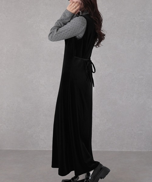 Lace Ladies(レースレディース)の「【2点セット】ドット トップス × Vネック マキシ ワンピース(ワンピース・レディース・グレー・L)」の7枚目の写真