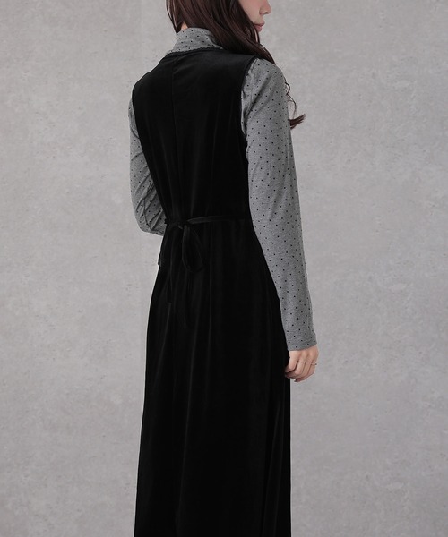Lace Ladies(レースレディース)の「【2点セット】ドット トップス × Vネック マキシ ワンピース(ワンピース・レディース・グレー・L)」の8枚目の写真