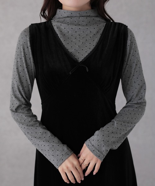 Lace Ladies(レースレディース)の「【2点セット】ドット トップス × Vネック マキシ ワンピース(ワンピース・レディース・グレー・L)」の11枚目の写真