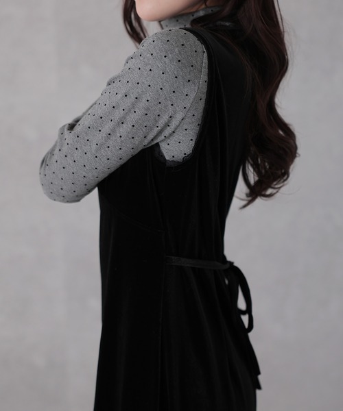 Lace Ladies(レースレディース)の「【2点セット】ドット トップス × Vネック マキシ ワンピース(ワンピース・レディース・グレー・L)」の12枚目の写真