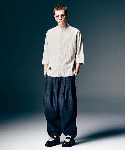 glamb（グラム）の「Stand Collar Shirt / スタンドカラーシャツ（シャツ/ブラウス・メンズ・ネイビー/マスタード/ホワイト・S/M/L）」の11枚目の写真