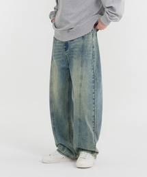 ACSHI（アクシ）の「Craft Centerline Over Balloon Fit Wide Denim Pants (Light Blue)（デニムパンツ）」