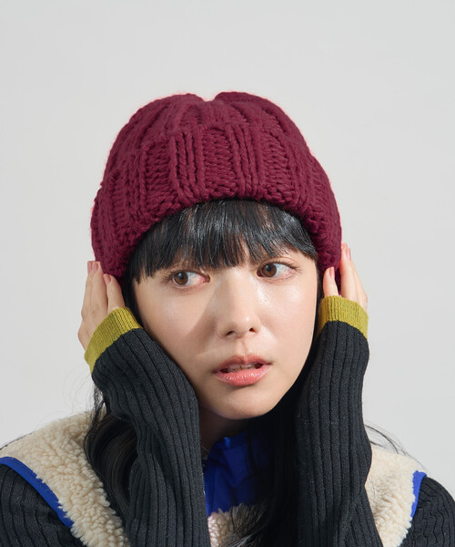 FREAK'S STORE（フリークスストア）の「太編み ニットキャップ（ニットキャップ/ビーニー・レディース・チャコールグレー/オフホワイト/レッド・ONE SIZE）」の15枚目の写真