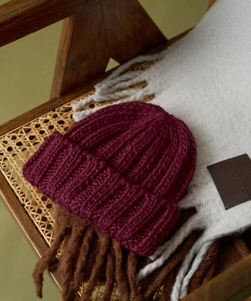 FREAK'S STORE（フリークスストア）の「太編み ニットキャップ（ニットキャップ/ビーニー・レディース・チャコールグレー/オフホワイト/レッド・ONE SIZE）」の17枚目の写真