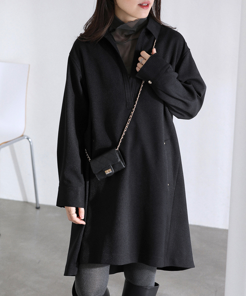 La TOTALITE(ラトータリテ)の「【洗える】スキッパーチュニックワンピース(ワンピース・レディース・ブラック/アイボリー・FREE)」の22枚目の写真