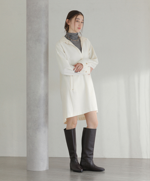 La TOTALITE(ラトータリテ)の「【洗える】スキッパーチュニックワンピース(ワンピース・レディース・ブラック/アイボリー・FREE)」の5枚目の写真