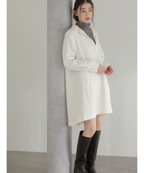 La TOTALITE(ラトータリテ)の「【洗える】スキッパーチュニックワンピース(ワンピース・レディース・ブラック/アイボリー・FREE)」の12枚目の写真