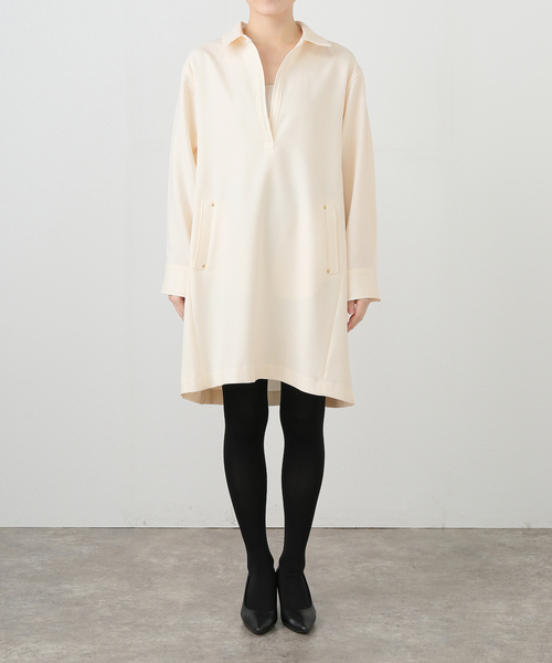 La TOTALITE(ラトータリテ)の「【洗える】スキッパーチュニックワンピース(ワンピース・レディース・ブラック/アイボリー・FREE)」の17枚目の写真