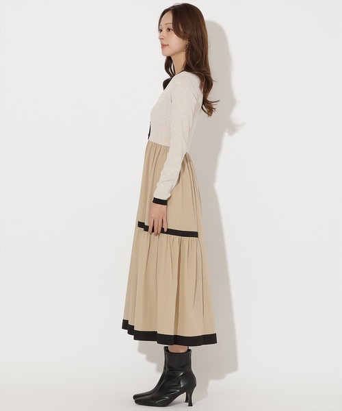 AND COUTURE(アンドクチュール)の「ラメ入り配色ドッキングワンピース(ワンピース・レディース・ベージュ/ボルドー/ライトグレー/ブラック/ミント/オフホワイト・FREE)」の19枚目の写真