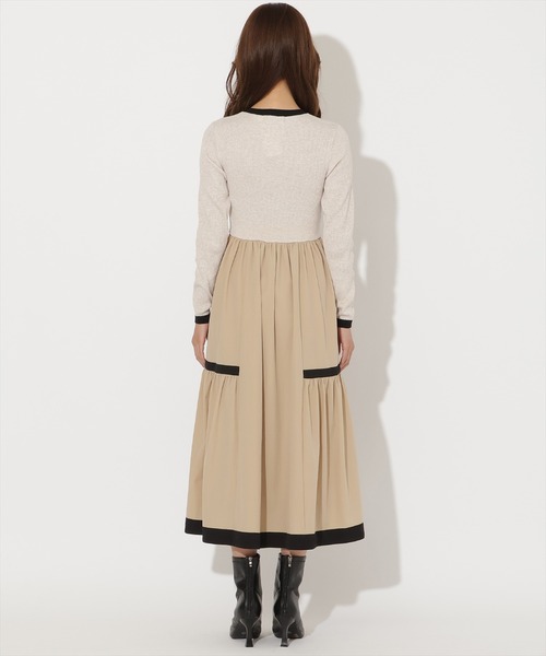 AND COUTURE(アンドクチュール)の「ラメ入り配色ドッキングワンピース(ワンピース・レディース・ベージュ/ボルドー/ライトグレー/ブラック/ミント/オフホワイト・FREE)」の20枚目の写真