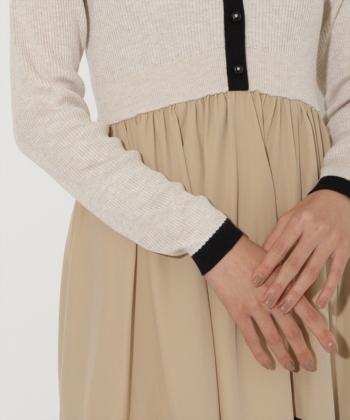 ラメ入り配色ドッキングワンピース（ワンピース）｜AND COUTURE