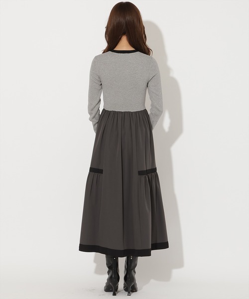 AND COUTURE(アンドクチュール)の「ラメ入り配色ドッキングワンピース(ワンピース・レディース・ベージュ/ボルドー/ライトグレー/ブラック/ミント/オフホワイト・FREE)」の14枚目の写真