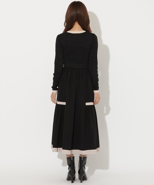 AND COUTURE(アンドクチュール)の「ラメ入り配色ドッキングワンピース(ワンピース・レディース・ベージュ/ボルドー/ライトグレー/ブラック/ミント/オフホワイト・FREE)」の8枚目の写真