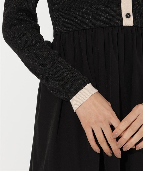 ラメ入り配色ドッキングワンピース（ワンピース）｜AND COUTURE