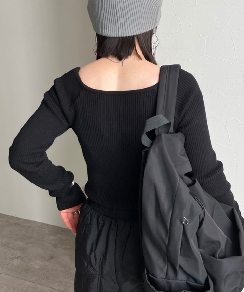 zena（ジェナ）の「デコルテリブニット（ニット/セーター・レディース・ブラック/グレー・M）」の15枚目の写真