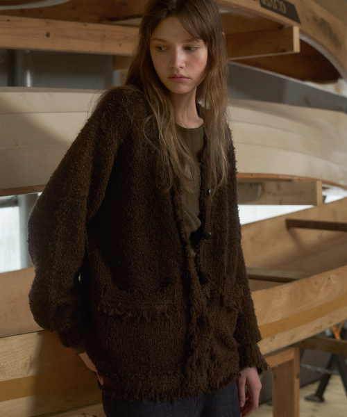 ANDNEEDS(アンドニーズ)の「Allen tweed cardigan (dark brown)(カーディガン/ボレロ・レディース・その他・FREE)」の2枚目の写真