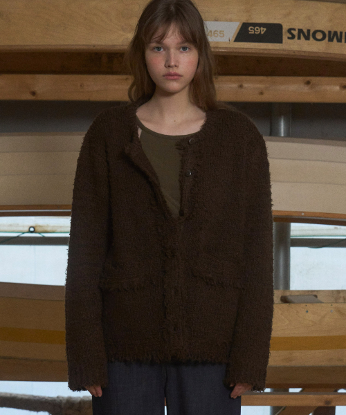 ANDNEEDS(アンドニーズ)の「Allen tweed cardigan (dark brown)(カーディガン/ボレロ・レディース・その他・FREE)」の4枚目の写真