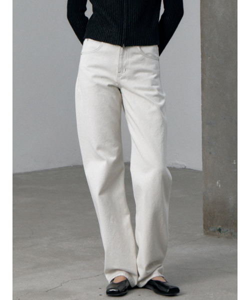 natural cotton straight pants (ecru)