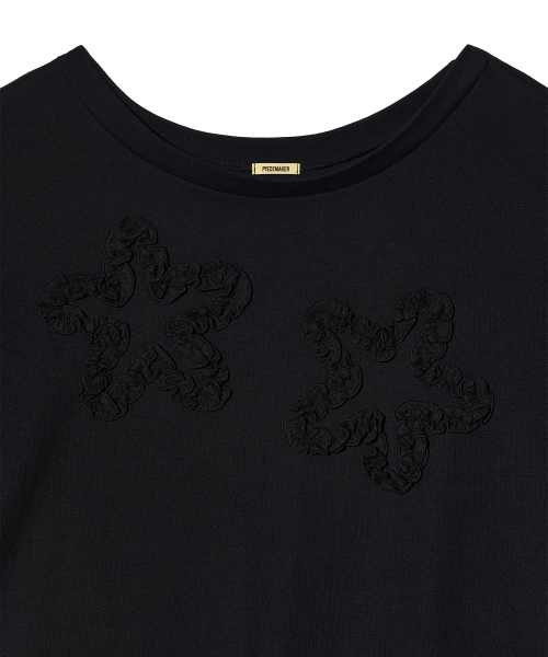 PIECEMAKER（ピースメーカー）の「FLOWER OFF-SHOULDER WAFFLE LS (BLACK)（Tシャツ/カットソー・レディース・その他・FREE）」の3枚目の写真