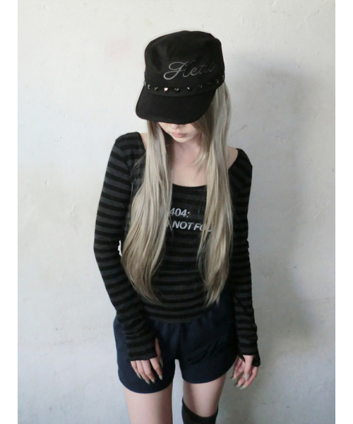 HETIT（ヘティ）の「エラー404 シャーリングウォーマートップ（ブラックストライプ）（Tシャツ/カットソー・レディース・その他・FREE）」の6枚目の写真