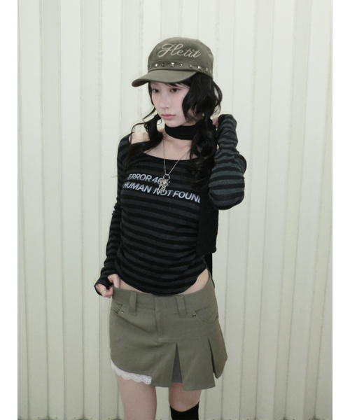 HETIT（ヘティ）の「エラー404 シャーリングウォーマートップ（ブラックストライプ）（Tシャツ/カットソー・レディース・その他・FREE）」の8枚目の写真