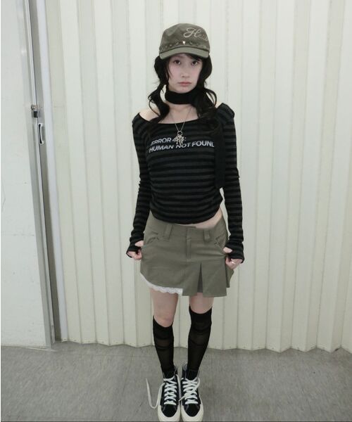 HETIT（ヘティ）の「エラー404 シャーリングウォーマートップ（ブラックストライプ）（Tシャツ/カットソー・レディース・その他・FREE）」の9枚目の写真