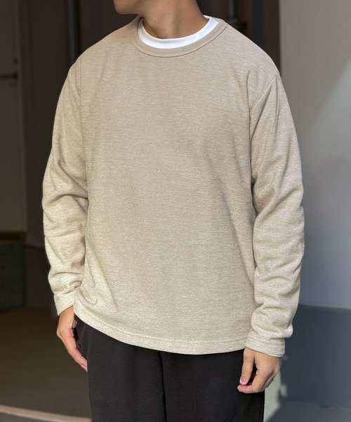 ikka（イッカ）の「【2点セット】メランジ裏起毛インナーセット（アンサンブル・メンズ・ベージュ/ネイビー/ピンク/グリーン/ブラック・M/L/XL/S）」の3枚目の写真