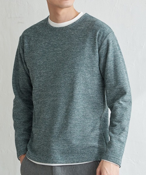 ikka（イッカ）の「【2点セット】メランジ裏起毛インナーセット（アンサンブル・メンズ・ベージュ/ネイビー/ピンク/グリーン/ブラック・M/L/XL/S）」の4枚目の写真